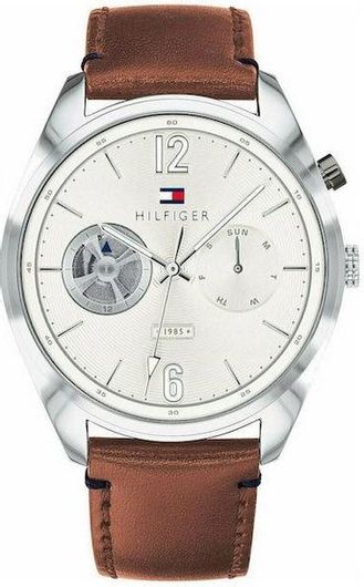 Ανδρικό Ρολόι Tommy Hilfiger 1791550 με Δερμάτινο Λουράκι Καφέ