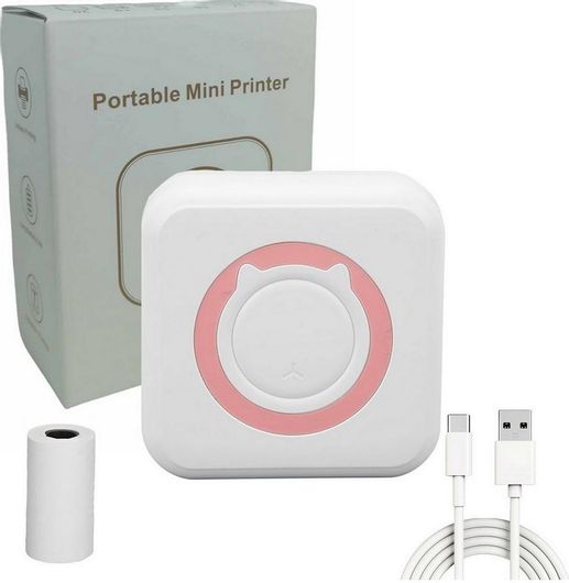 Εκτυπωτής Αποδείξεων C6 Θερμικός Φορητός Bluetooth Ροζ