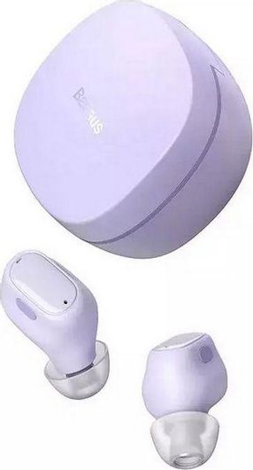 Baseus Bowie WM01 In-ear Bluetooth Handsfree Ακουστικά με Θήκη Φόρτισης Μοβ