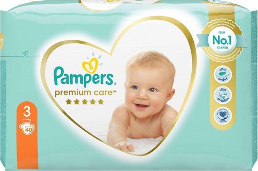Pampers Πάνες με Αυτοκόλλητο Premium Care No. 3 για 6-10kg 40τμχ