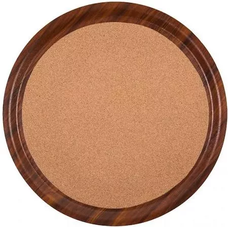 Δίσκος Σερβιρίσματος Στρογγυλός & Αντιολισθητικός Ξύλινος με Λαβή & Φελλό 38x38cm