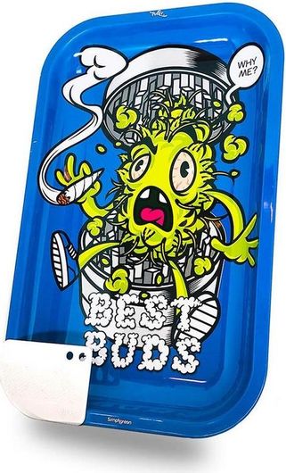 Rolling Tray Best Buds Grind Me Large Metal με Μαγνητική Grinder Card