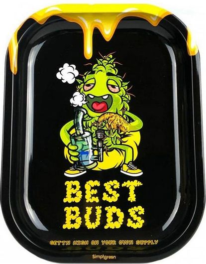 Rolling Tray Best Buds Dab Small Metal με Μαγνητική Grinder Card