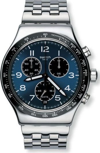 Ανδρικό Ρολόι Swatch Yvs423G με Μεταλλικό Μπρασελέ Ασημί