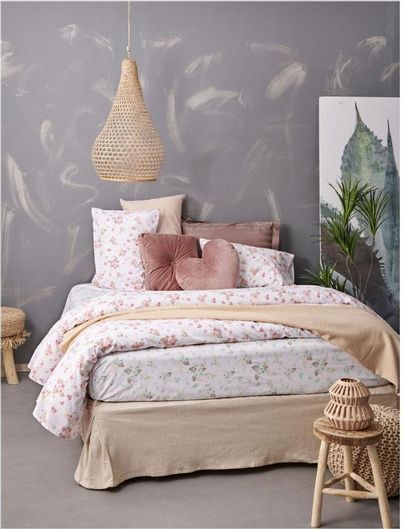 Παπλωματοθήκη Palamaiki Slim Collection SC40cm1 Σετ 3τμχ Υπέρδιπλη Βαμβακερή / Πολυεστέρας 220x240cm Λευκό / Ροζ