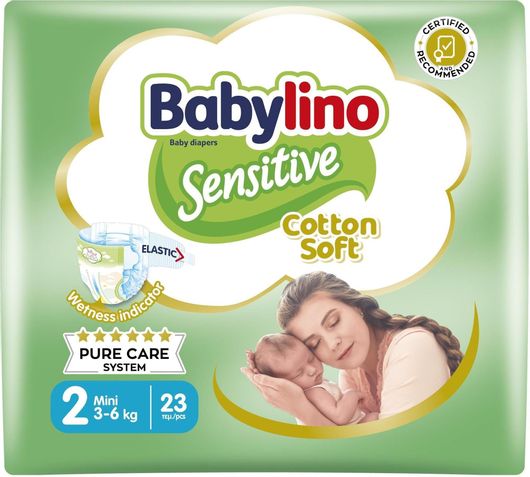 Πάνες Babylino Sensitive με Αυτοκόλλητο No.2 για 3-6kg 23τμχ