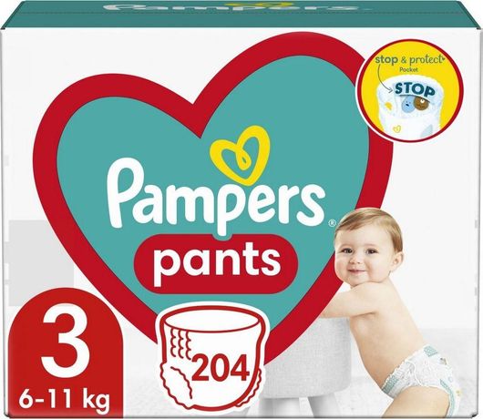 Pampers Πάνες Βρακάκι Pants No. 3 για 6-11kg 204τμχ