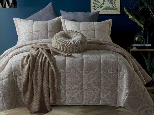 Σετ Μαξιλαροθήκες Γαρυφαλλο Jacquard Microsatin Floral 50x70cm Μπεζ