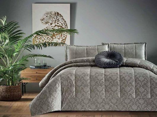 Σετ Μαξιλαροθήκες Γαρυφαλλο Italian Velvet Βελούδο Floral 50x70cm Γκρι