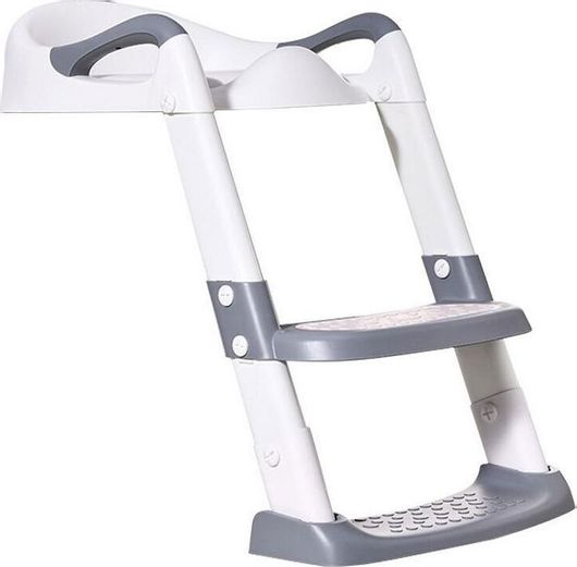 Παιδικό Κάθισμα Τουαλέτας Baby Wise με Σκληρή Επιφάνεια Χερούλια & Σκαλοπάτι Γκρι