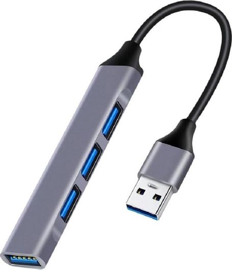 USB Hub Powertech USB 3.2 4 Θυρών με Σύνδεση USB-A Γκρι
