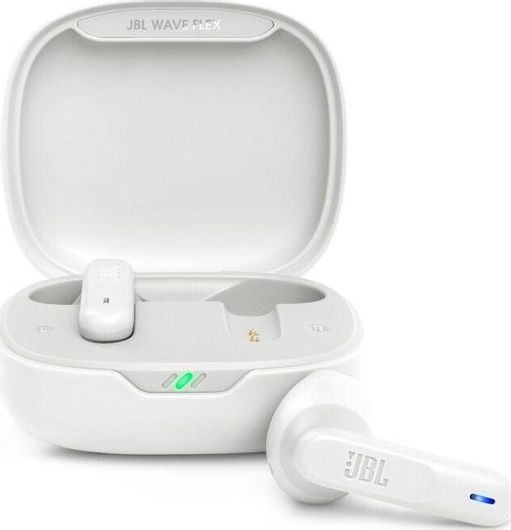 JBL Wave Flex Bluetooth Handsfree Ακουστικά Earbud με Αντοχή στον Ιδρώτα & Θήκη Φόρτισης Λευκό