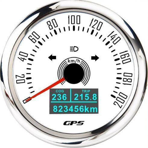 Αναλογικό κοντέρ 200 km/h με GPS για Αυτοκίνητα / Σκάφη / Φορτηγά Λευκό