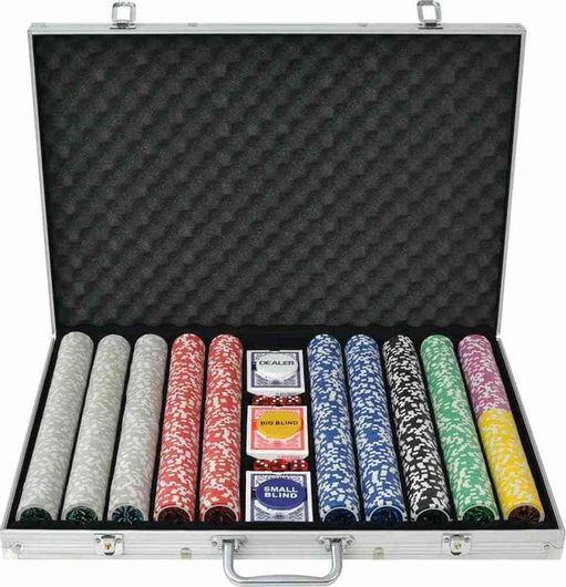 Μάρκες Poker vidaXL 80185 1000τμχ 11.5gr σε Βαλίτσα με 3 Τράπουλες