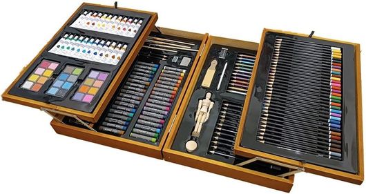 Σετ Ζωγραφικής σε Βαλιτσάκι Μεταφοράς Ξύλινο 44.5x31cm 185τμχ