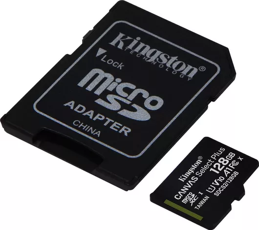 Kingston Canvas Select Plus microSDXC 128GB Class 10 U1 V10 A1 UHS-I με Αντάπτορα