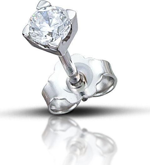 Ανδρικό Σκουλαρίκι Καρφωτό Hillas Jewels από Λευκόχρυσο 18Κ με Ζιργκόν