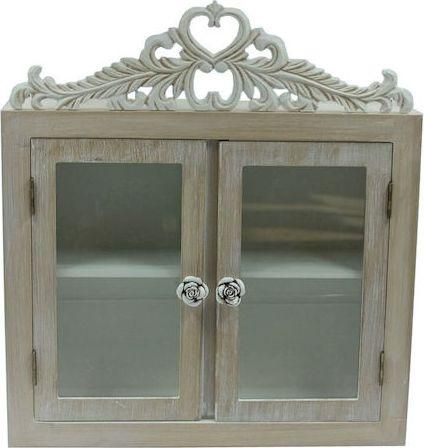 Βιτρίνα Σαλονιού TIA9077 Κρεμαστή από Μοριοσανίδα με Τζάμι 44.5x12x48cm Ροζ