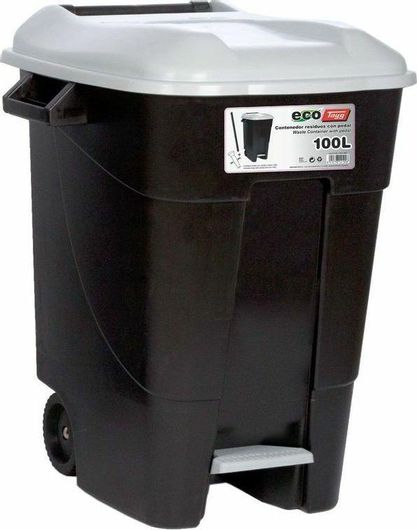 Κάδος Απορριμμάτων Tayg Πλαστικός Τροχήλατος με Πεντάλ 100GR-P 100lt Μαύρο