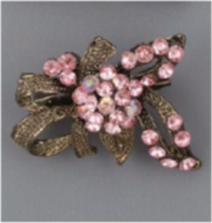 Καρφίτσα Γάμου Φιογκάκι με Ροζ Στρας 