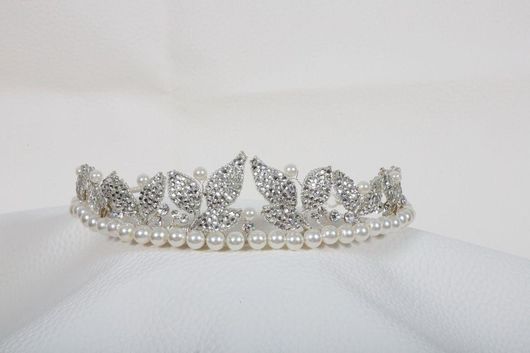 Νυφική Κουάφ Τιάρα Κ470 με Στρας & Πέρλες