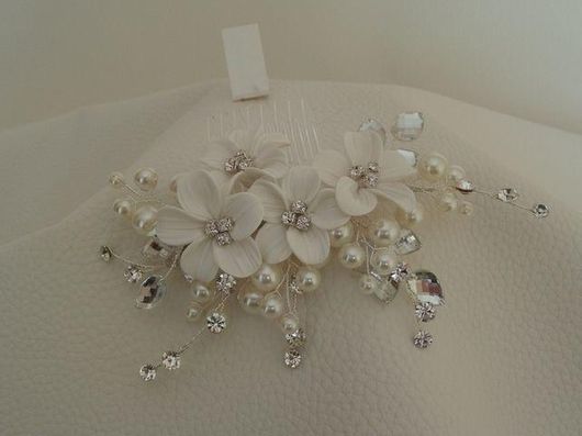 Νυφική Κουάφ Χτενάκι Κ442 με Κρυσταλλάκια & Πέρλες