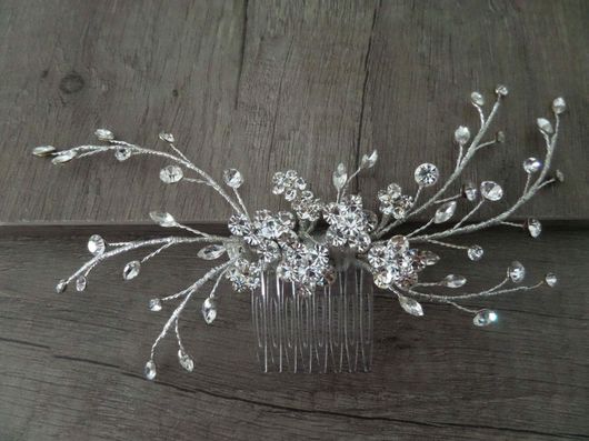 Νυφική Κουάφ Χτενάκι Κ550 Χειροποίητη με Κρυσταλλάκια