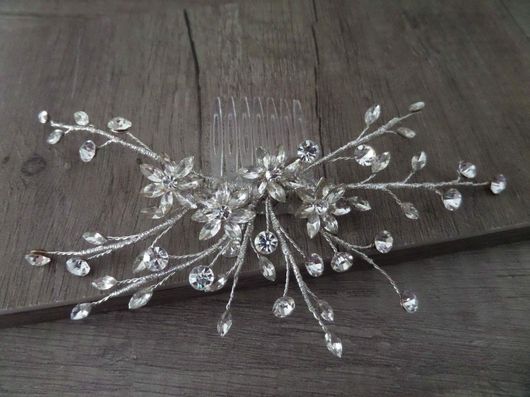 Νυφική Κουάφ Χτενάκι Κ552 Χειροποίητη με Κρυσταλλάκια