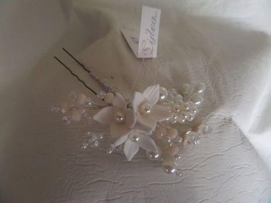 Νυφικό Τσιμπιδάκι Μαλλιών Κουάφ ΤΣ43 Χειροποίητο με Κρυσταλλάκια