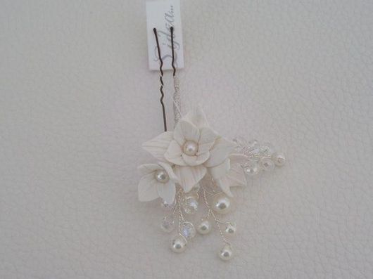 Νυφικό Τσιμπιδάκι Μαλλιών Κουάφ ΤΣ68 Χειροποίητο με Κρυσταλλάκια