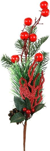 Χριστουγεννιάτικο Διακοσμητικό Κλαδί με Μεγάλα Γκι και Πευκοβελόνες 56cm