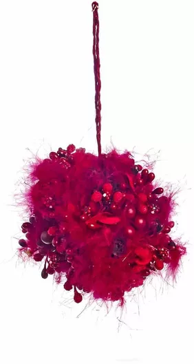 Χριστουγεννιάτικη Μπάλα JK Home Decoration με Φτερά 8cm Κόκκινο