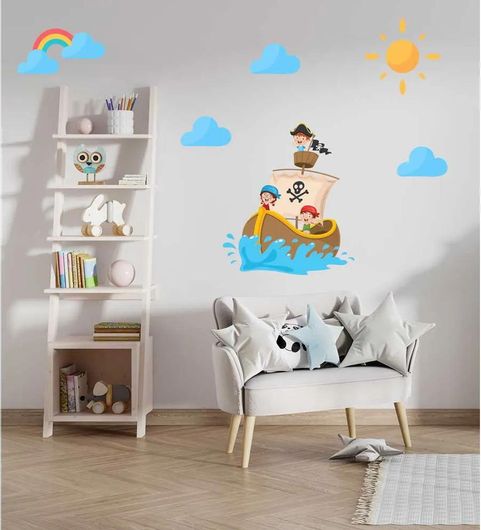 Σετ Αυτοκόλλητα Παιδικού Δωματίου IDP Creations Πειρατές με Σύννεφα