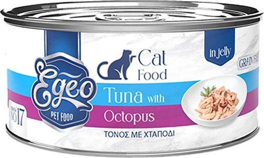 Κονσέρβα Γάτας Egeo Cat Adult Τόνος με Χταπόδι σε Ζελέ 85gr