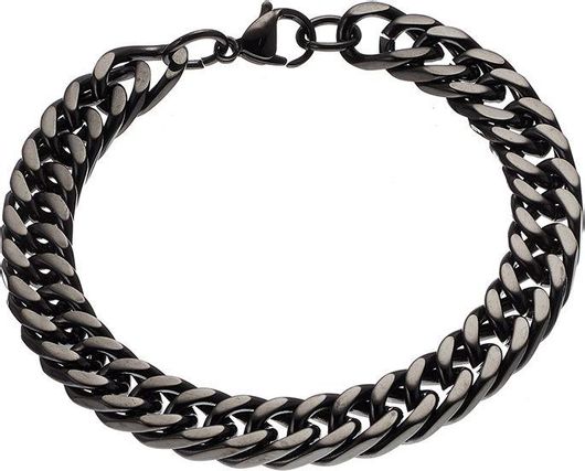 Αλυσίδα Χειρός Oxzen A00035BL από Ανοξείδωτο Ατσάλι Cuban Μαύρο