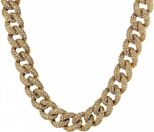 Αλυσίδα Λαιμού Oxzen από Επιχρυσωμένο Ατσάλι Cuban Iced Out 13mm με Ζιργκόν Κίτρινο