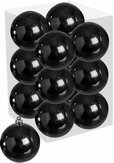Χριστουγεννιάτικες Μπάλες JK Home Decoration Σετ 12τμχ 4cm Μαύρο