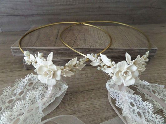 Στέφανα Γάμου Χειροποίητα με Πορσελάνινα Λουλούδια