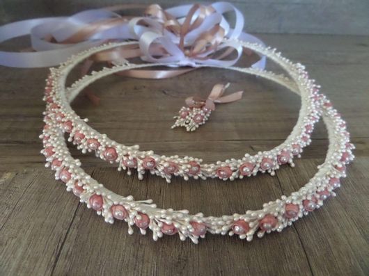 Στέφανα Γάμου Χειροποίητα με Περλέ Λεμονανθούς