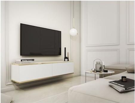 Έπιπλο Τηλεόρασης LH Home Furniture Κρεμαστό ORO Λευκό 135x30x32cm