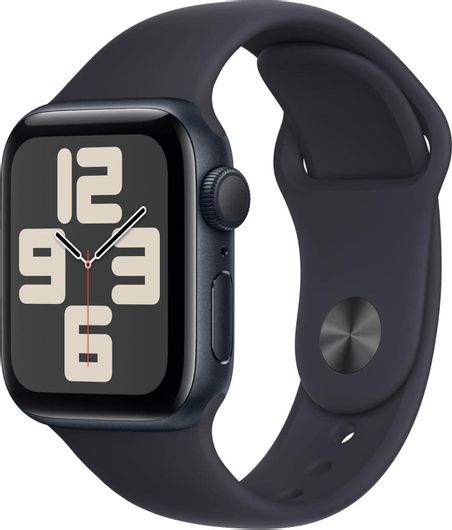 Apple Watch SE 2023 Aluminium 40mm Αδιάβροχο με Παλμογράφο Midnight με Midnight Sport Band S/M