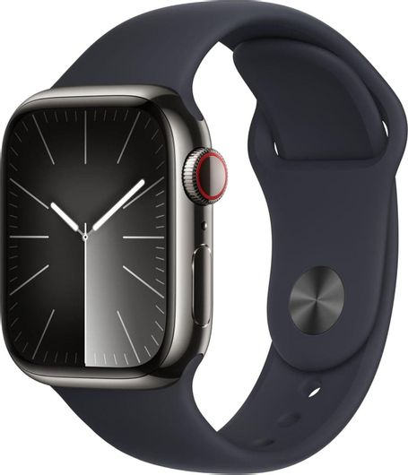 Apple Watch Series 9 GPS + Cellular 41mm Graphite Stainless Steel Case & Midnight Sport Band M/L
