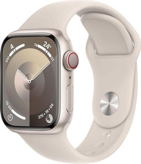 Apple Watch Series 9 GPS + Cellular 41mm Starlight Aluminium Case & Starlight Sport Band M/L