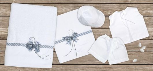 Λαδόπανο Mouchtaris Collection για Αγόρι Σετ 6τμχ Λευκό