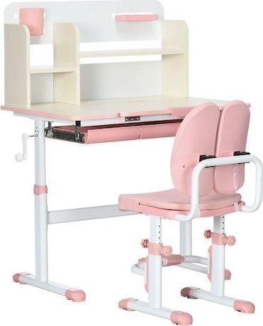 Παιδικό Γραφείο HomCom από Μελαμίνη 80x52x109cm Ροζ