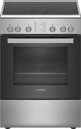 Κουζίνα Pitsos PHC009150 66lt με Κεραμικές Εστίες 60cm Inox