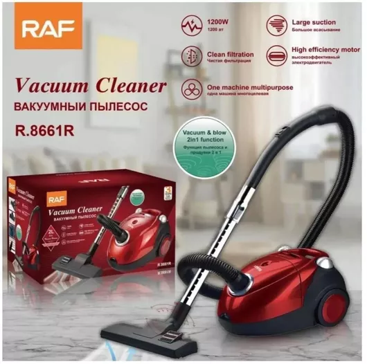 Ηλεκτρική Σκούπα Raf R-8661 1200W με Σακούλα 2lt Κόκκινο