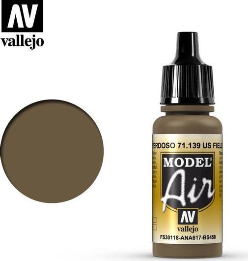 Χρώμα Μοντελισμού Acrylicos Vallejo Model Air 17ml US Field Drab #71139