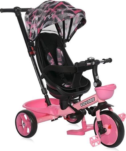 Παιδικό Τρίκυκλο Ποδήλατο Lorelli Πτυσσόμενο με Σκίαστρο, Αποθηκευτικό Χώρο & Χειρολαβή Γονέα για 3-5 Ετών Ροζ