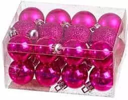 Χριστουγεννιάτικες Μπάλες JK Home Decoration Πλαστικές Φουξια Σετ 24τμχ 3cm